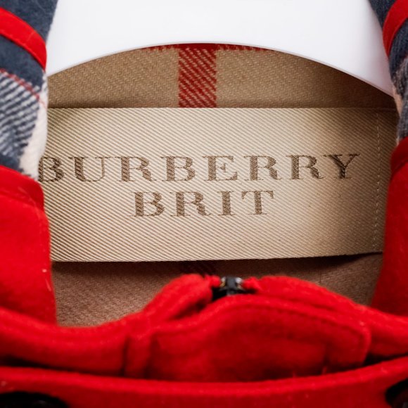 Burberry Brit Red Wool Hooded Coat - Picture 4 of 16